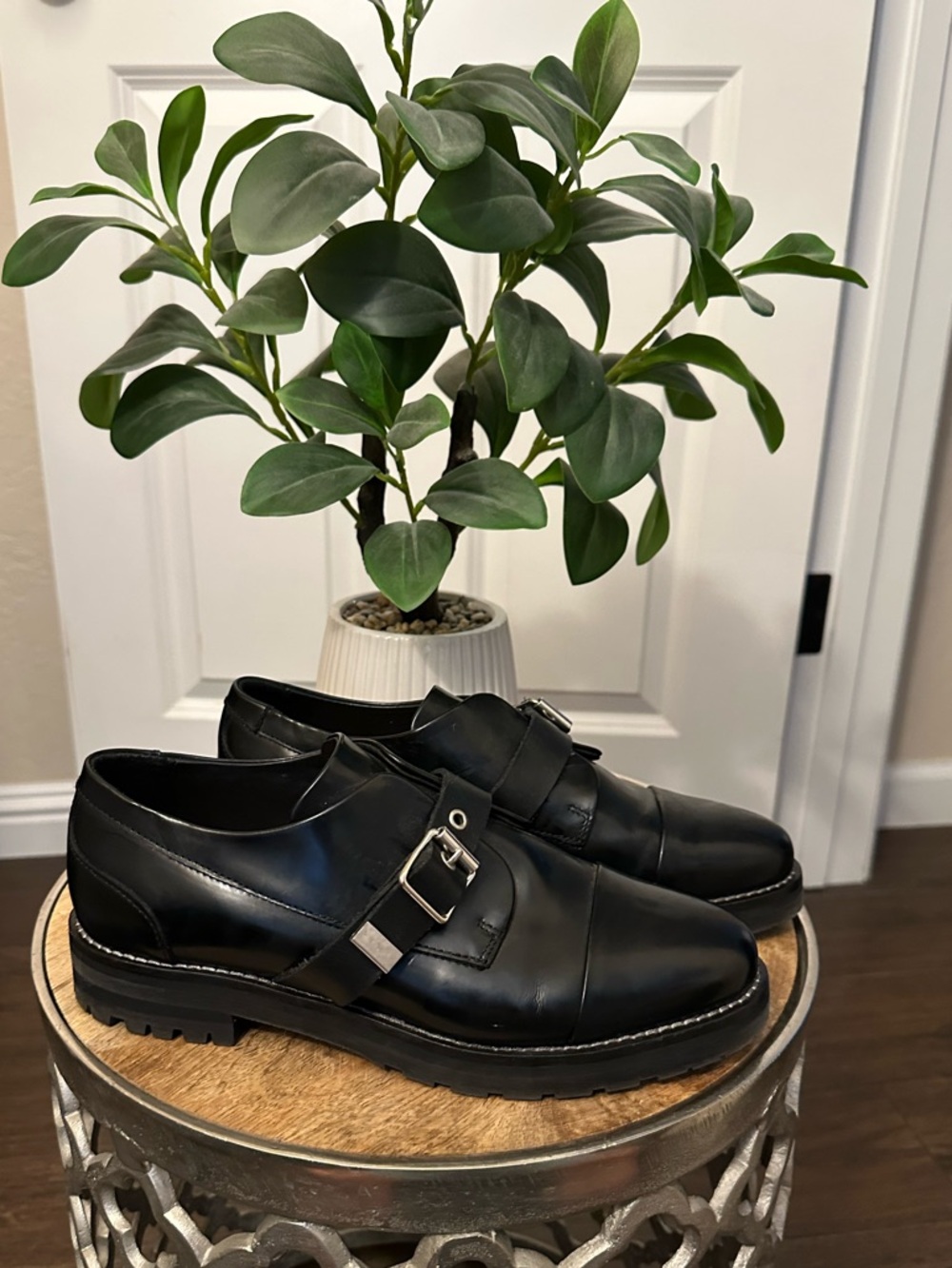 ALLSAINTS Black Leather Womens Shoes